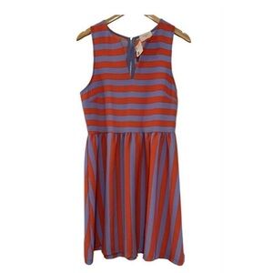 Everly Fit & Flare Sleeveless Striped Red Blue Dress | L